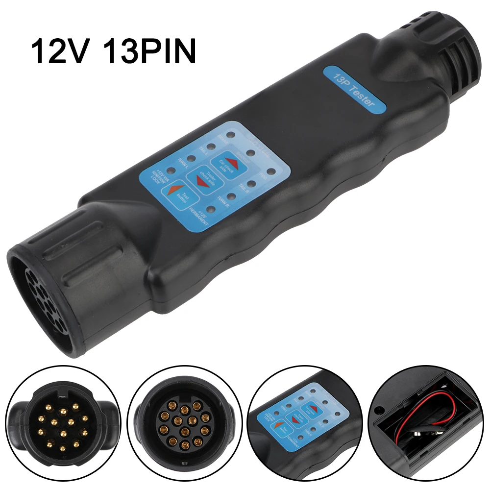 

12V 13 Pin Tester Trailer Light Test Wiring Check Diagnostic Tools Plug Socket Adapter Truck Caravan Car Accessories Universal