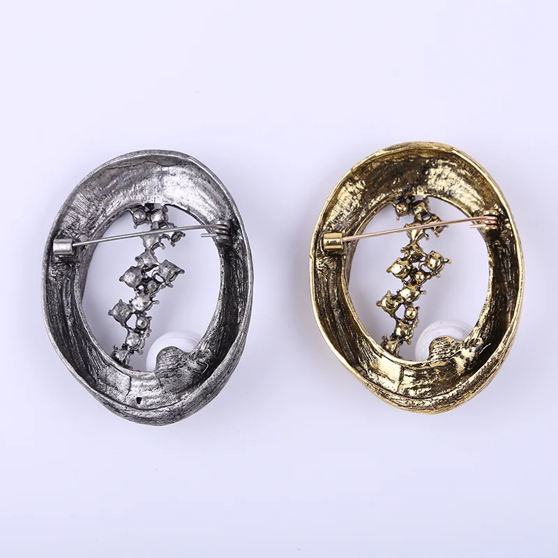 Винтажный металлический цветок брошь золотого и серебряного цвета с жемчугом