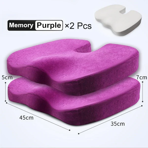 Purple Memory 2PcSet PurenLatex 45*35*7 U форма медленный отскок мягкий диван на пене с эффектом памяти офисное кресло бедра Подушка Поясничный копчик защита - Цвет: Purple Memory 2PcSet