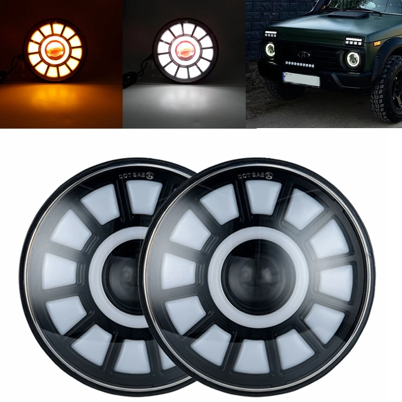 2 шт Автомобильный светодиодный 7 дюймов круглый фар Conversion Kit для VW Beetle