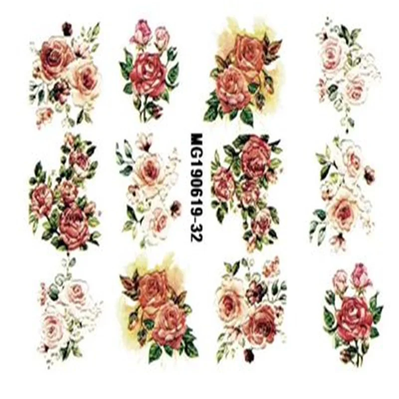 

Наклейки для ногтей женские, 6D, с выгравированными цветами