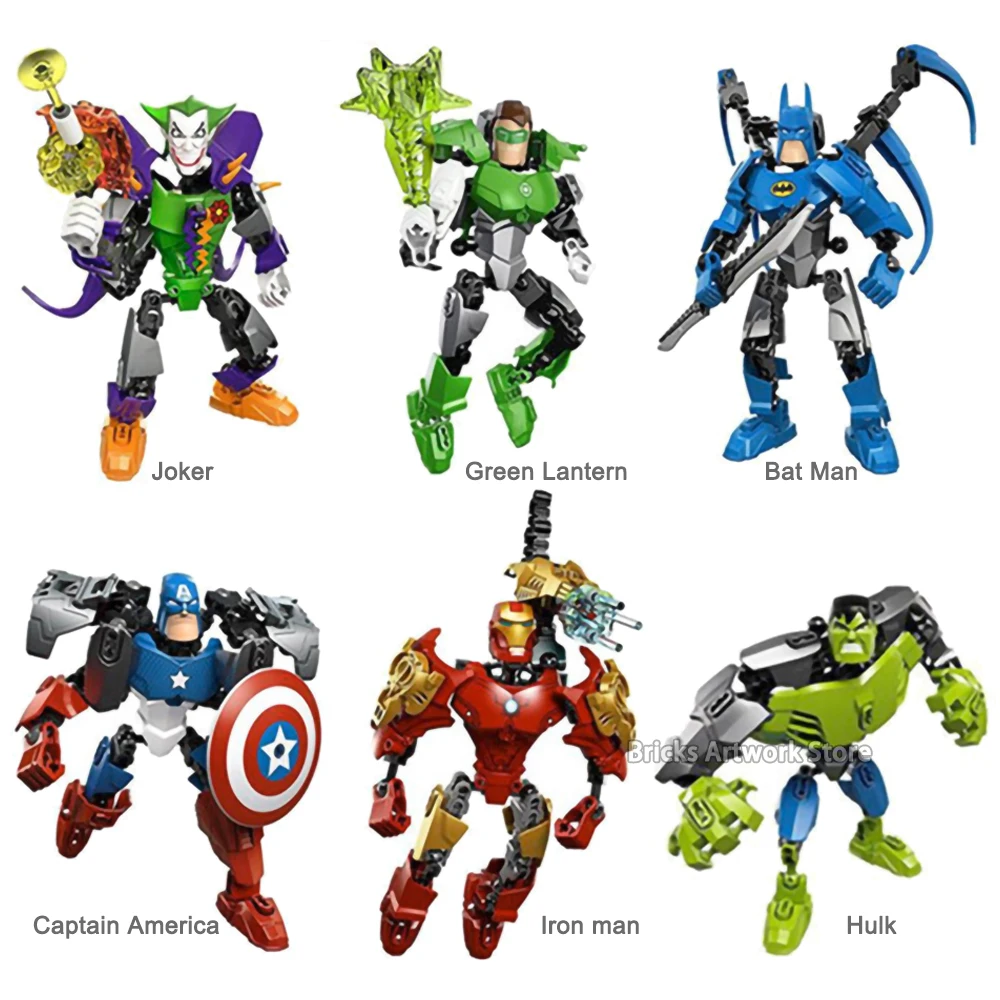 8 шт., подходят для супергероев Marvel, Мстителей, Капитана Америки, Бэтмена, мини-фигурки, DIY Модель, строительные блоки, игрушки для детей, подарок