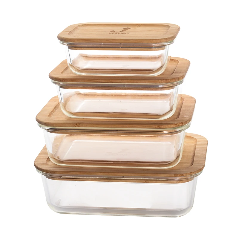 

UPSPIRIT Lunch Box High Borosilicate Glass Set Bento Box For Microwave Heating Leakproof Fresh-keeping Storage Box 4PCS