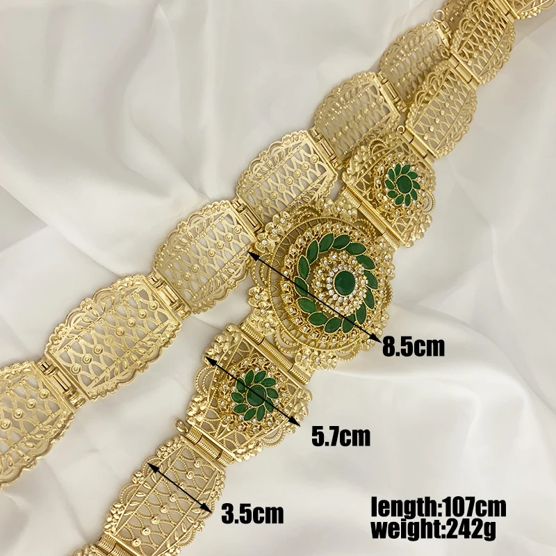

Fashionable Moroccan style hollowed-out flower metal belt women's party wedding luxury gold silver waist chain