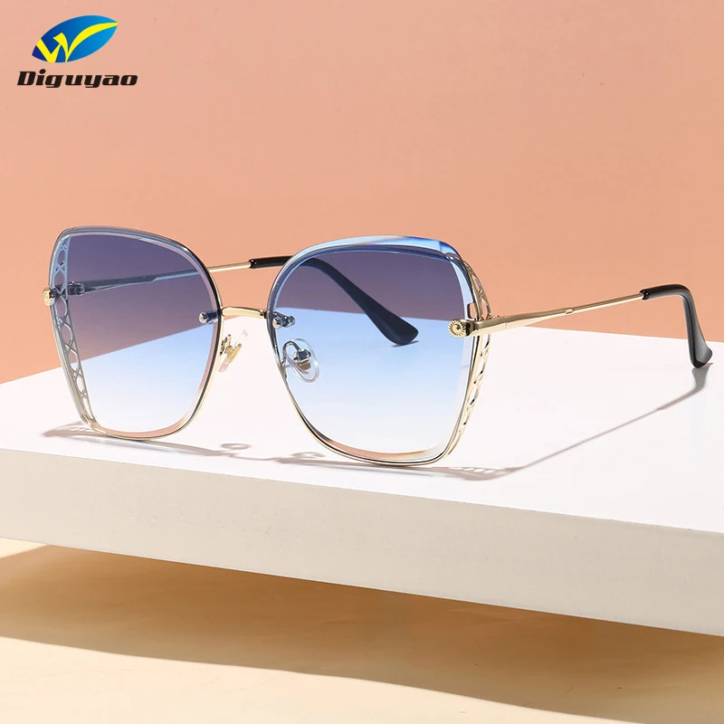 Женские квадратные солнцезащитные очки DIGUYAO синие в стиле ретро с градиентным