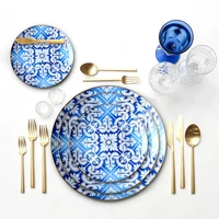 four piece set of ceramic tableware european style blue and white phnom penh bone china dinner plate wedding household