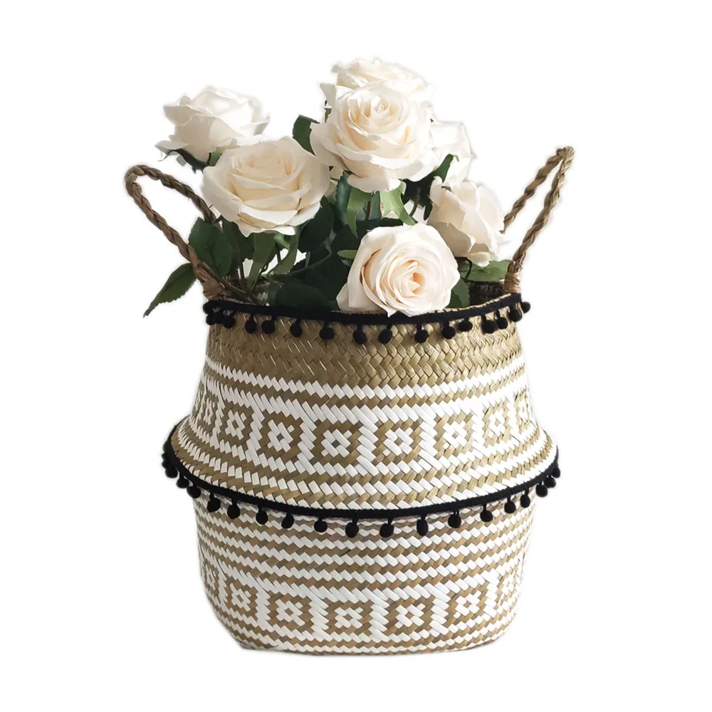 

Natural Seagrass Woven Storage Baskets Garden Flower Pot Planter Baske Household Decorative Basket