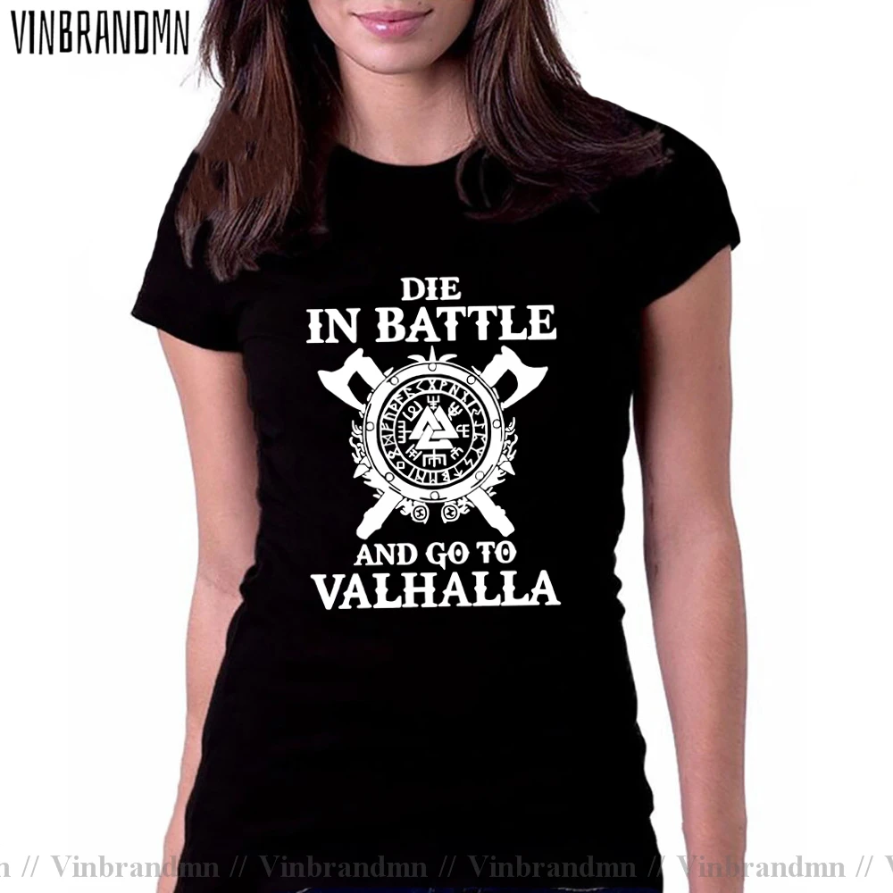 Футболка женская хлопковая с надписью go to valhalla | Женская одежда