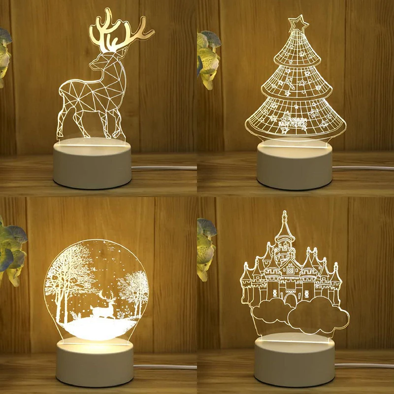 

LED Night Light Acrylic Board Lightin Cartoon Room Lighting Christmas Birthday Gift Festival Decor USB Night Light Gift for Kids
