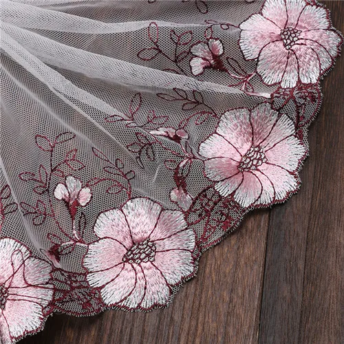Light pink ju Новинка 20*100 см вышивка павлин дизайн Чистая кружевная ткань Tissu Costura сетка тюль гипюр шнур кружево Шитье DIY кукольная ткань - Цвет: Light pink ju