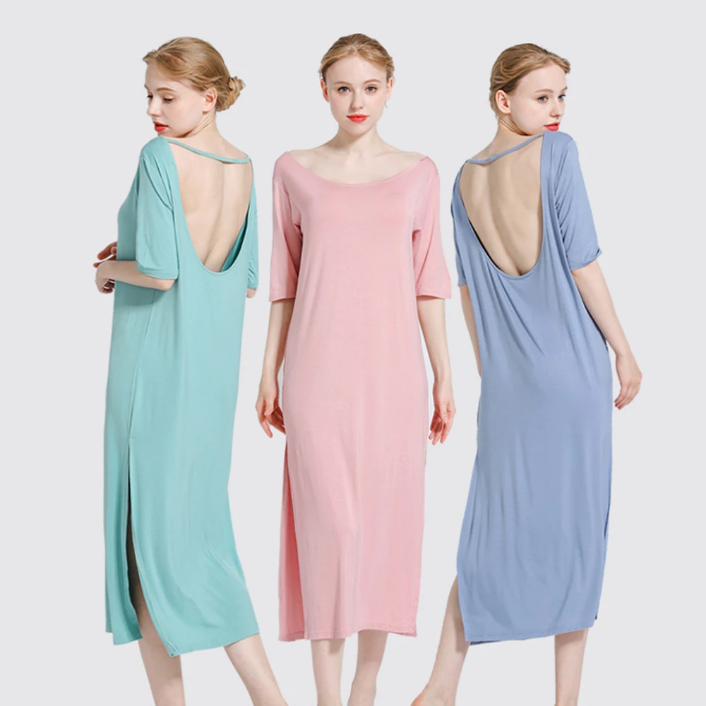 

New Sexy Sleepwear Women's Nightgowns Soft Modal Lingerie Short Sleeve Night Dress Clothes Comfy Sleepwear Female Underwear