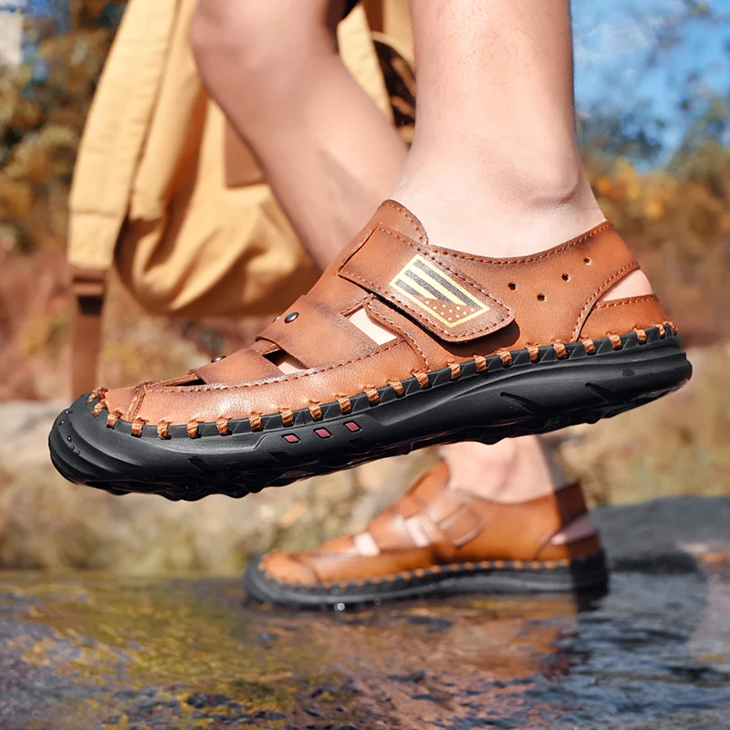 Классические мужские сандалии-гладиаторы Летние удобные пляжные сандалии