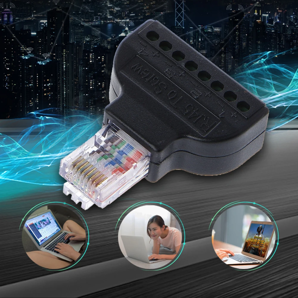 

RJ45 To 8 Pin Terminal Adapter 8P8C Crystal Head Cat5e Cat6e Cat7e Cable Adapter Converter Block Plug For CCTV Camera