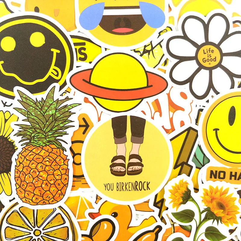 50 шт./компл. мультфильм Граффити наклейки желтые наклейки для DIY багаж чемодан ноутбук мотоцикл автомобиль Pegatinas