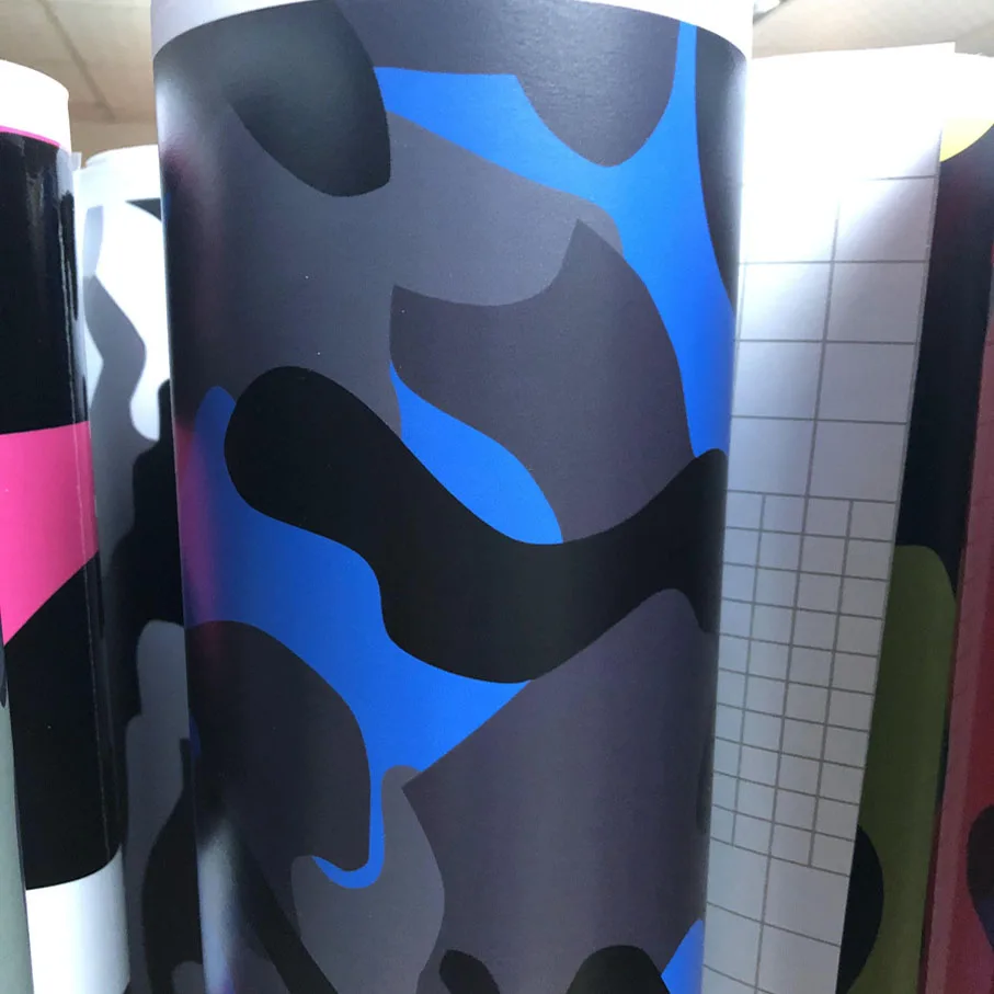 Синяя серая черная камуфляжная Виниловая пленка для автомобиля мотоцикла