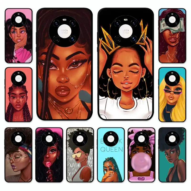 

Fashion Black Girls Phone Case For Huawei Nova 7 Se 5 3i 3e 3 2 5i Mate 10 20 Lite 30 40 Pro 20x 9 Cover