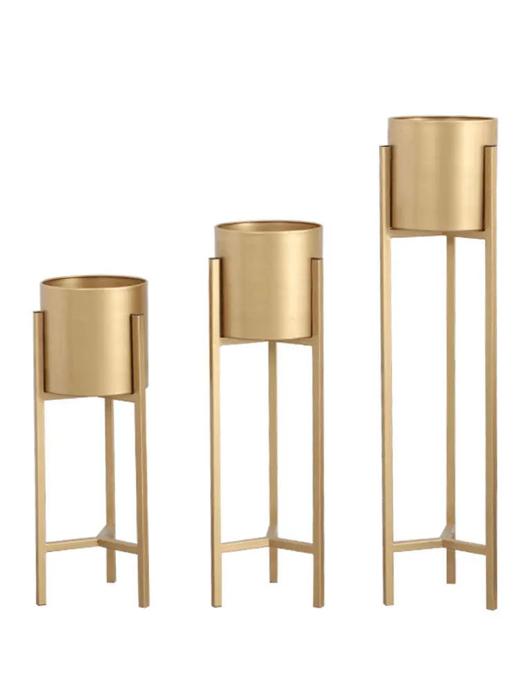 

Gold Nordic metal plant stand living room indoor brief floor plant iron rack flower metal stand balcony metal shelf garden stand