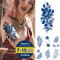 juice lasting waterproof temporary tattoo sticker line peony rose chrysanthemum sunflower flash fake tatto feminine ink body art