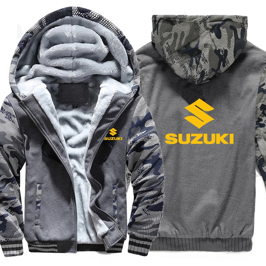Мотоцикл Suzuki толстовки Зимний камуфляжный чехол куртка для мужчин флис Suzuki мужские толстовки - Цвет: As picture