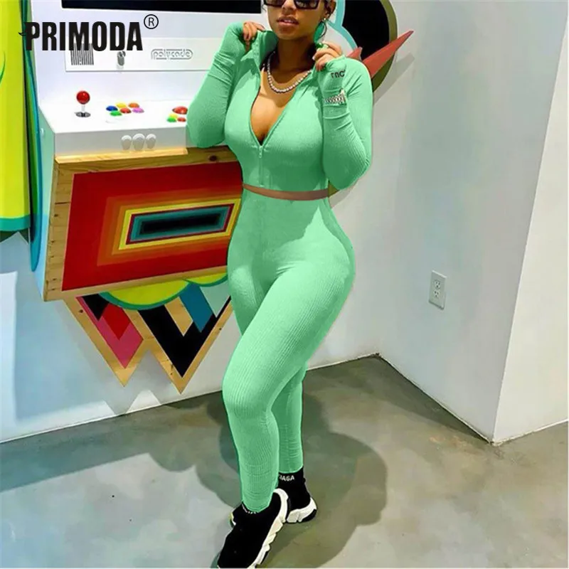 Two Piece Outfits Women Set Activewear Fit Elastic Crop Top Zipper Long Leggings Matching Tracksuit Female 10 Colors PR051M |