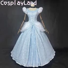 Женская мода платье принцессы маскарадный костюм для Хэллоуина дня рождения вечерние подарок костюм нарядное Голубое Бальное Платье на шнуровке с юбкой