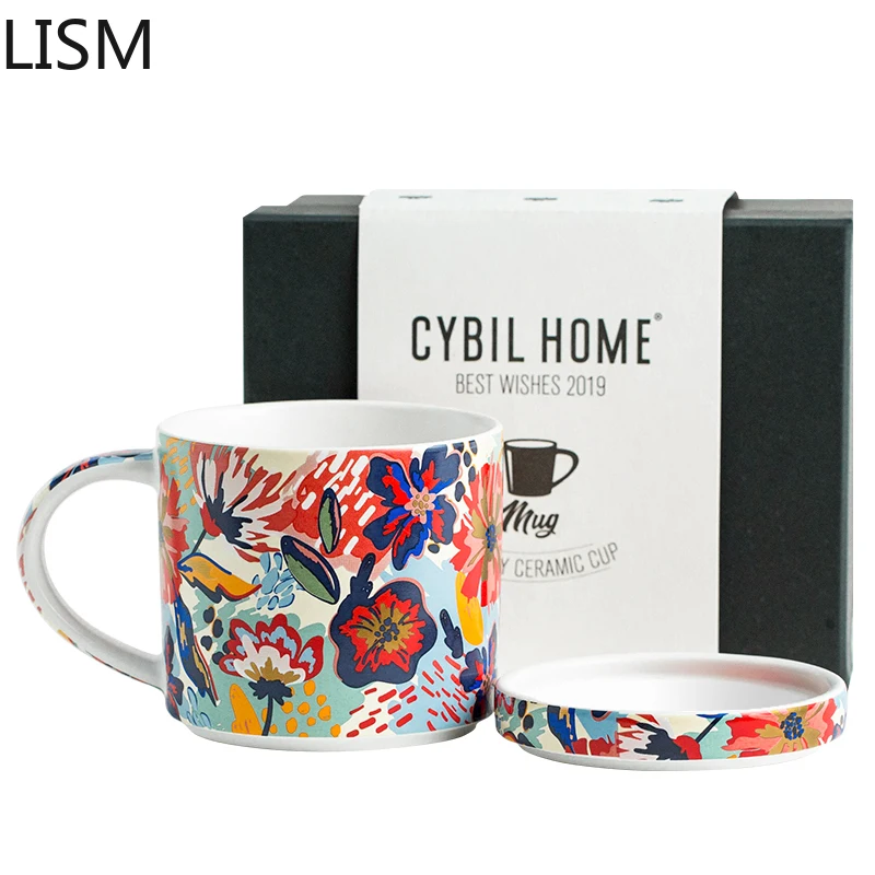 

Креативная кофейная кружка в скандинавском стиле с крышкой, керамические кофейные кружки, Женская чашка для дома