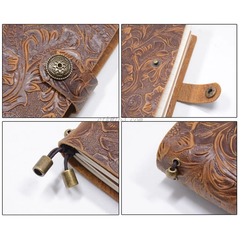 Винтажный кожаный дневник Рельефный цветочный пресс блокнот скетчбук ручная
