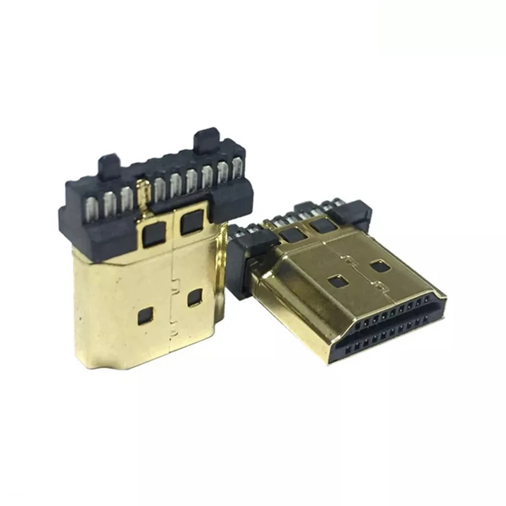 

10 шт., 19-контактный HD-штекер, Позолоченный штекер для самостоятельного ремонта