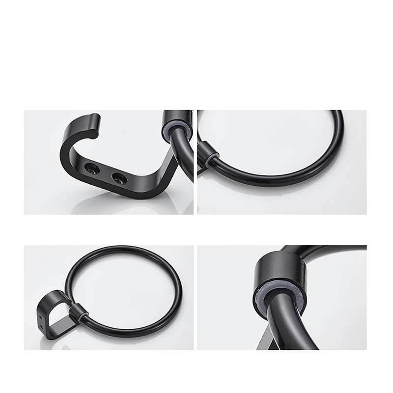

Black Bathroom Towel Holder Wall-Mounted Round Towel Rings ,Towel Rack Wall Mount Bathroom Hardware