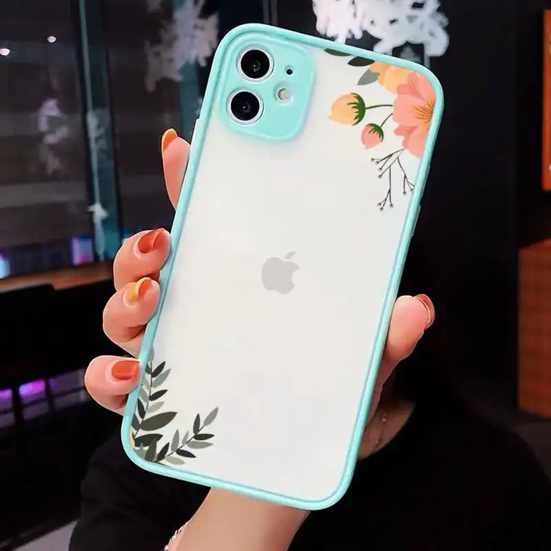 

Flower retro style art design high quality Phone Cases matte transparent For iphone 7 8 11 12 plus mini x xs xr pro max cover