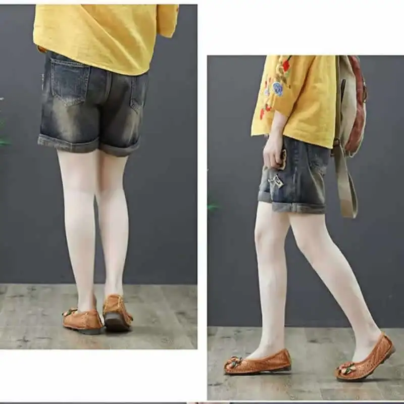 Женские винтажные джинсы с вышивкой повседневные свободные джинсовые шорты