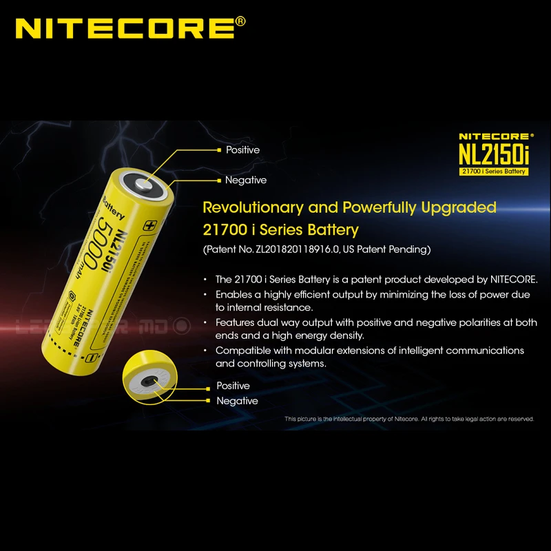 Литий ионный аккумулятор 8А NITECORE NL2150i 21700 5000 мАч|Портативные осветительные