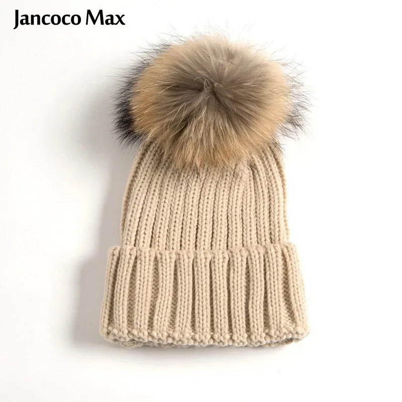 Шапка Jancoco Max с помпоном из натурального меха для мужчин и женщин шапка енота