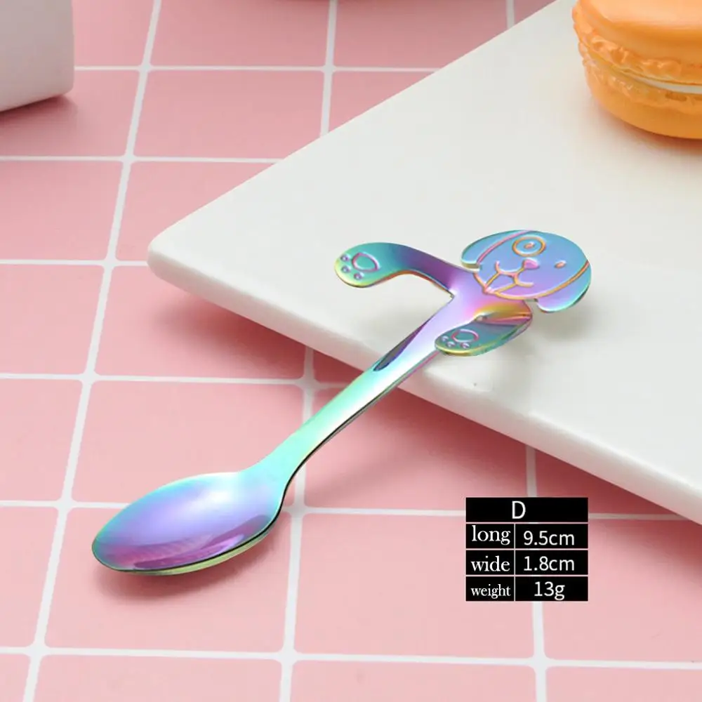 Кофейная ложка с длинной ручкой из нержавеющей стали мультяшной собакой