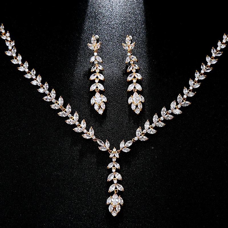 MASHAWU роскошные сверкающие циркониевые Висячие серьги ожерелье ювелирный набор