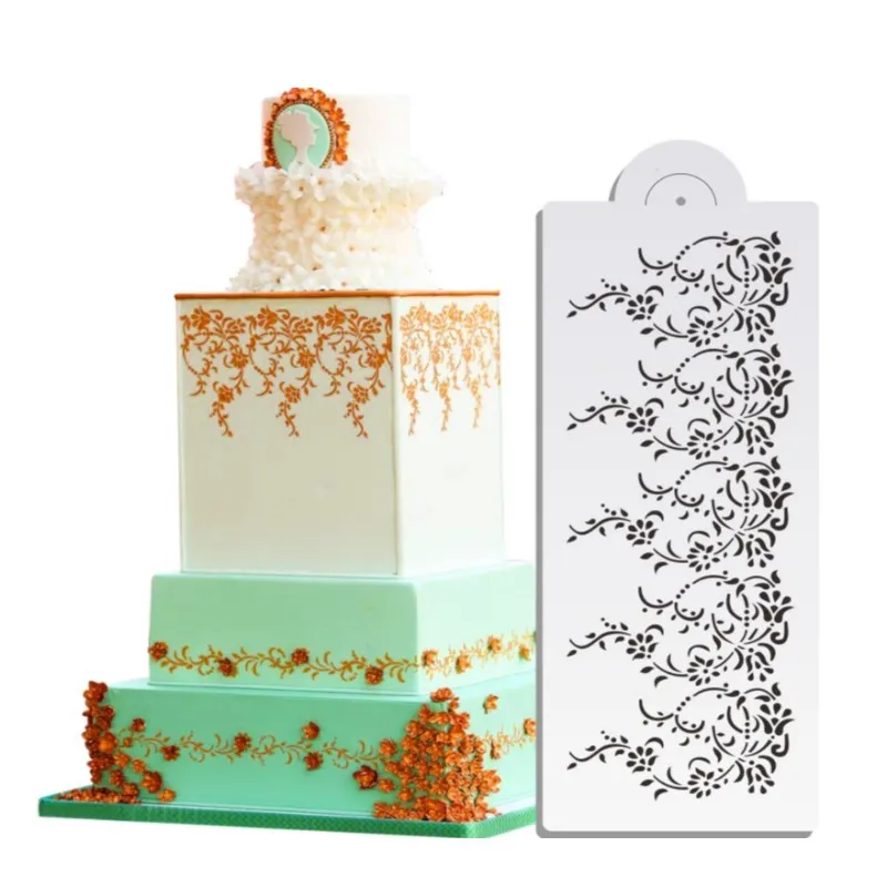 

Цветочный Хатано нарядное кружевное платье для маленьких девочек; Трафареты свадебный торт границы Декор формы для пирожных Сделай Сам рем...