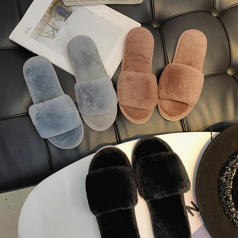 Женские дизайнерские Короткие Плюшевые тапочки зимние пушистые домашние