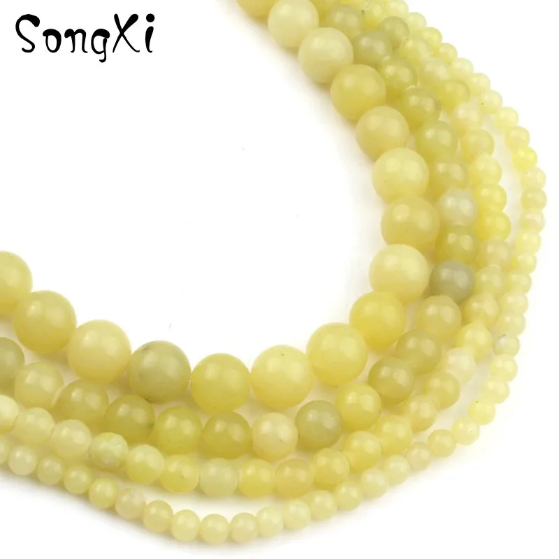 Natural Lemon Jades Stone Round Loose Beads For Jewelry Making 4 6 8 10 12mm Diy Charm Bracelet Necklace Accessories 15 Inch | Украшения и