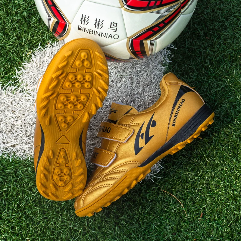 ZHENZU Size 28-34 Children Soccer Shoes Football Boots Kids Boy Girl Trainers Sneakers Leather Cleats Training tennis shoes