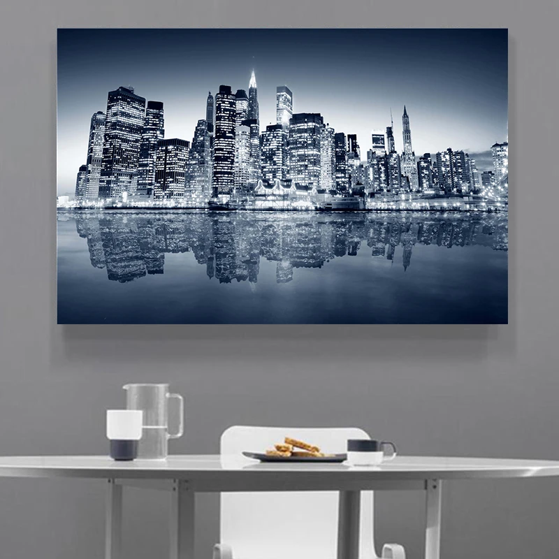 Черно-белая Картина на холсте с изображением Нью-Йорка | Дом и сад