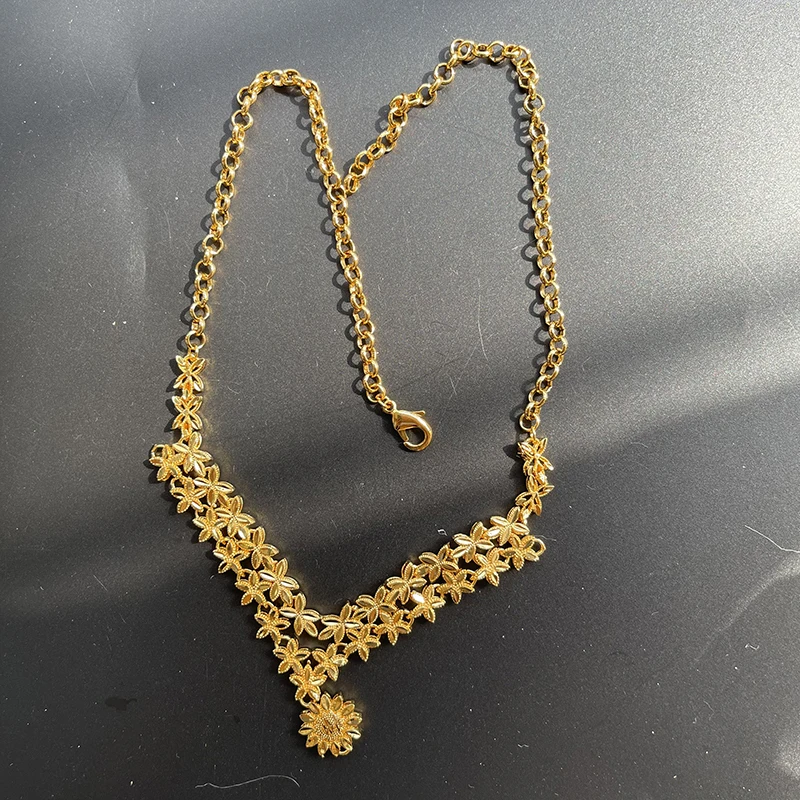 Комплект ювелирных украшений золотого цвета в эфиопском стиле ожерелье/серьги