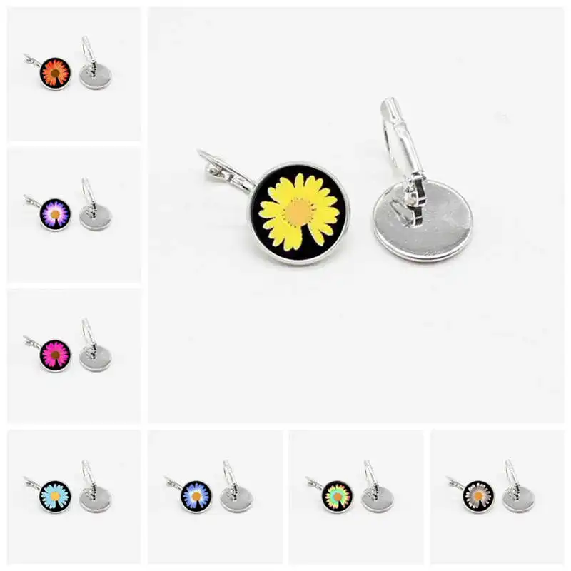 Оптовая продажа стеклянные серьги с маргаритками солнышками французскими