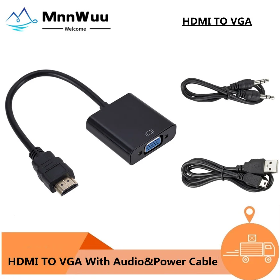 

Видеоадаптер HDMI (штекер)/VGA (разъем), HD 1080p, с аудиовыходом, для ПК, ноутбуков, медиаплееров, компьютеров, дисплеев, проекторов