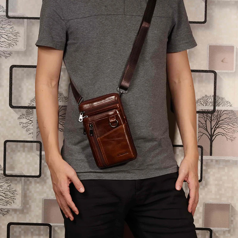 Сумка JI WANG из натуральной кожи для мобильного телефона поясной кошелек кожаная