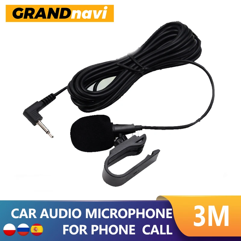 

GRANDnavi Car Radio Car dvd Player Microphone For Mobile Phone Speaking 3M Clip-on Lapel Mic Wired Microp for Phone Laptop PC