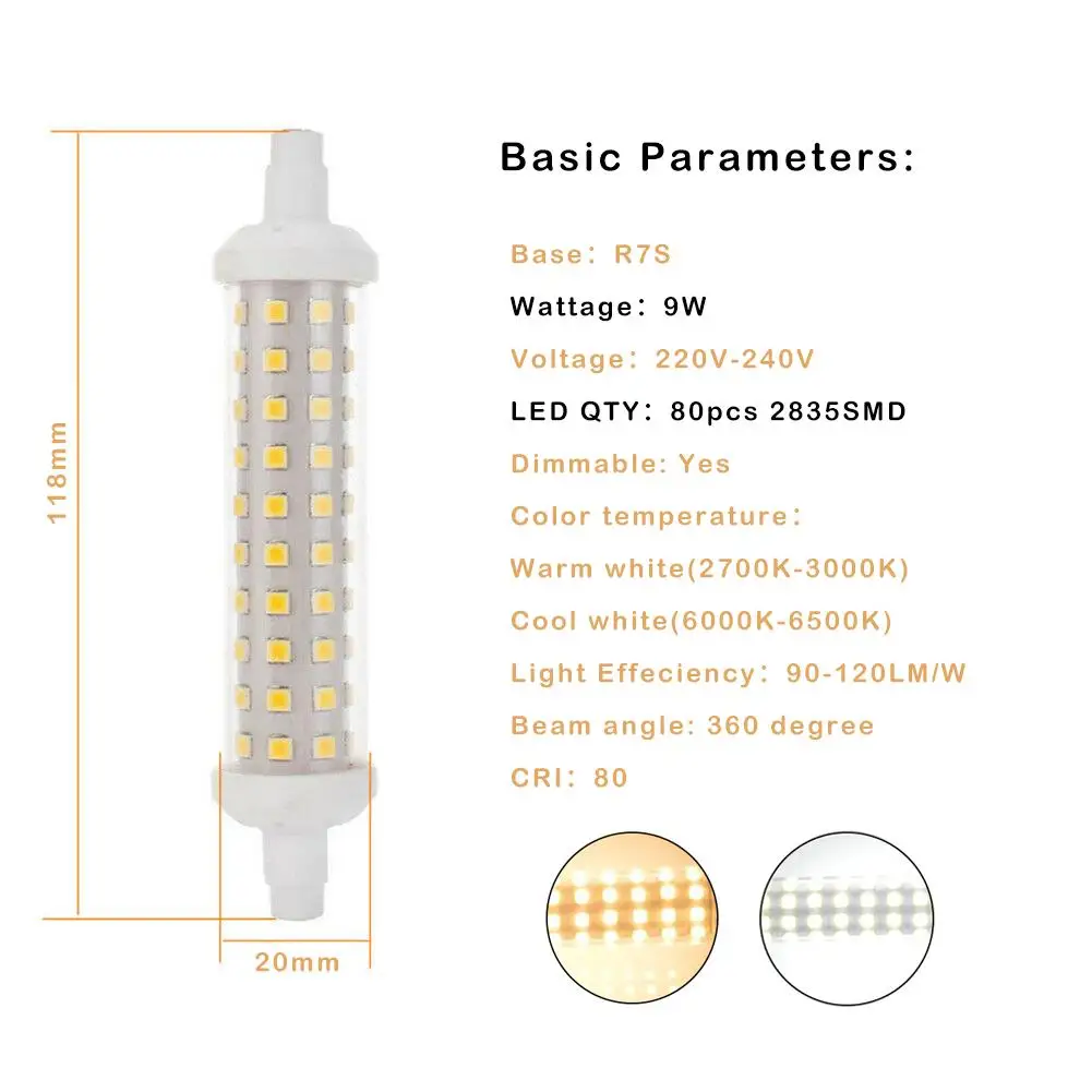 Новый 80 шт. светодиодный светильник с регулируемой яркостью R7S типа кукурузы 2835 SMD