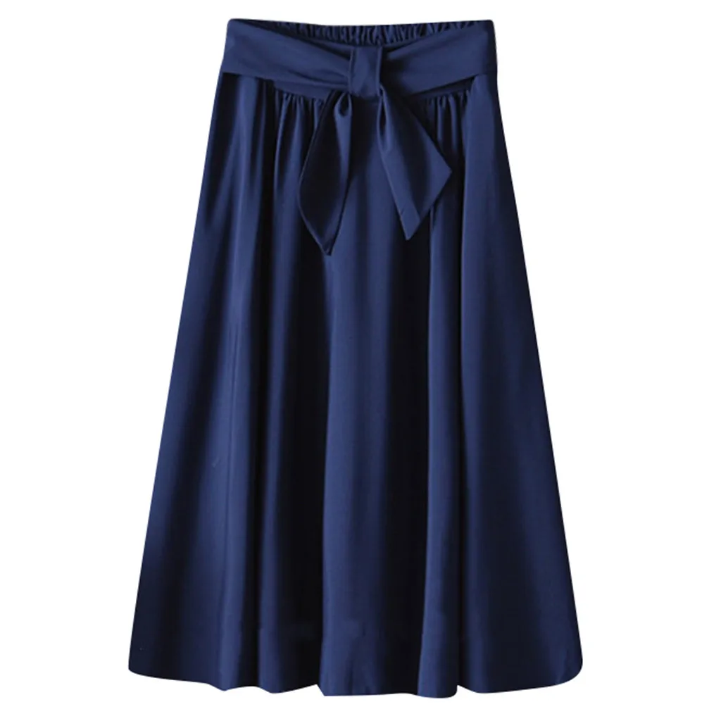 

Top selling urmiitro Midi Knee Length Summer Skirt Women With Belt A-line School Skirt Support Wholesale and Dropshipping