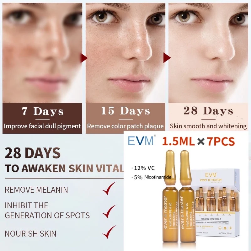 

Niacinamide Anvitamin C moisturizing and brightening skin tone, improving dullness, essence essence, facial essence 1.5ml*7 EVM