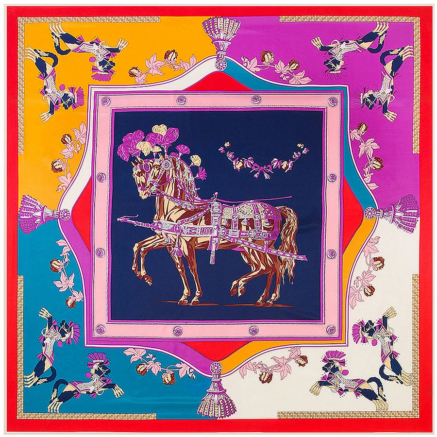 

100% шелковый саржевый роскошный брендовый шелковый шарф для женщин новые модные большие квадратные шарфы повязка на голову шаль с принтом Д...