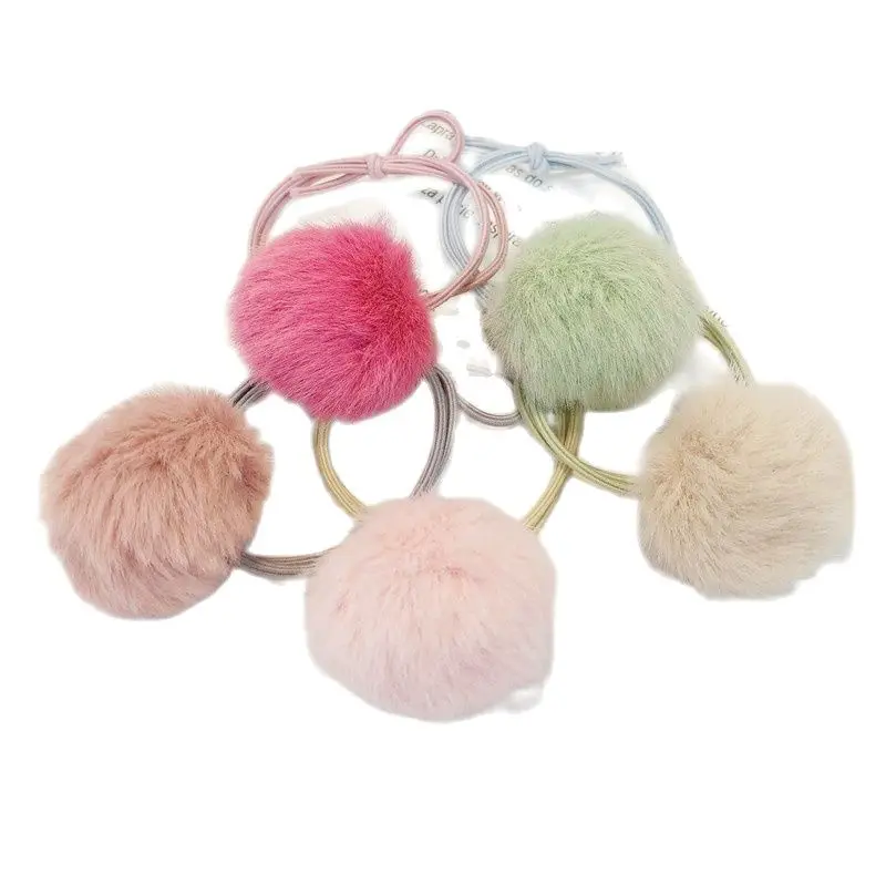 

2Pcs Girl Gum Pompon Elastic Hair Bands Ball Scrunchy Double Layer Knot Rubber Headbands Accessories Random Color